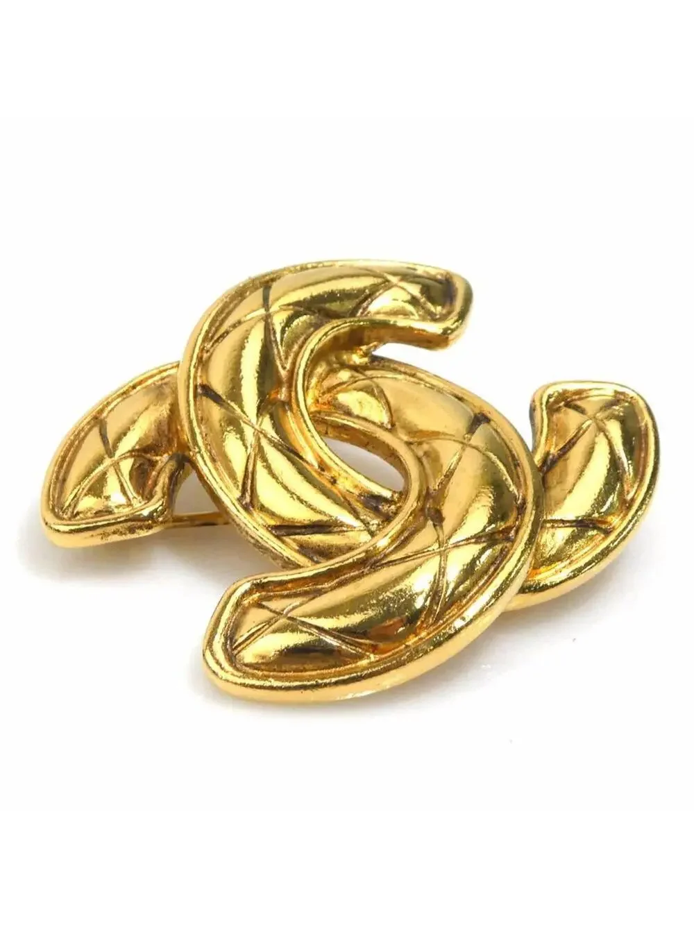Chanel Cc Logo Brooch Gold-Tone Metal #357929C61B